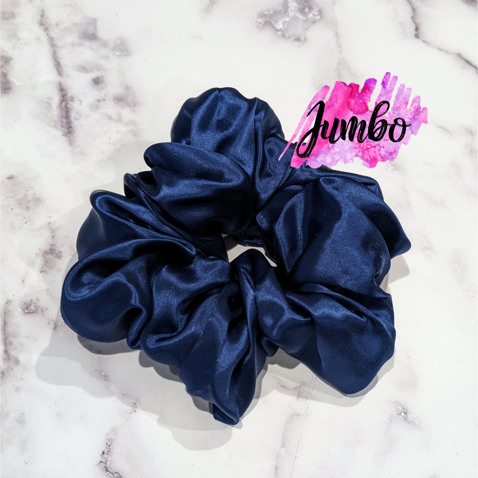 Navy Silk Hair Scrunchies