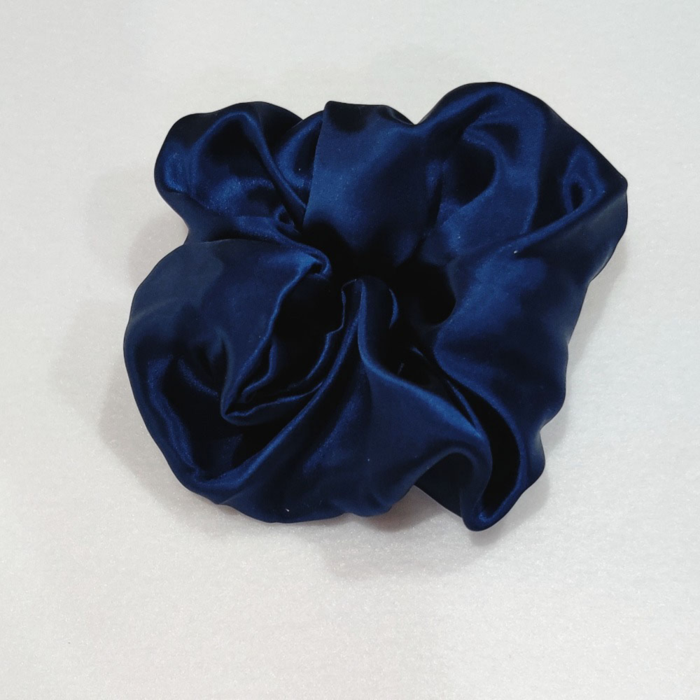Navy Silk Hair Scrunchies