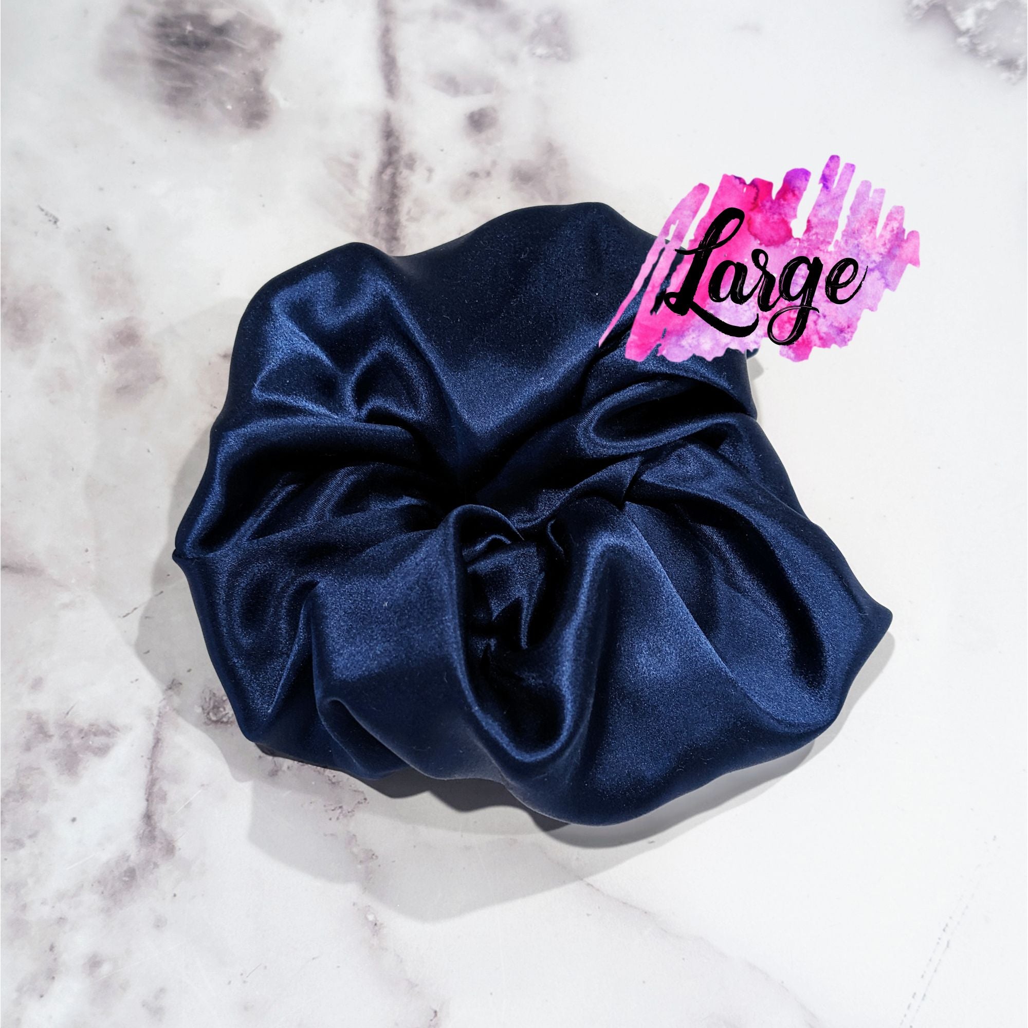 Navy Silk Hair Scrunchies