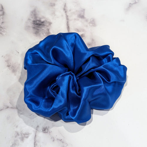 Bright Blue Silk Charmeuse Scrunchy - Large
