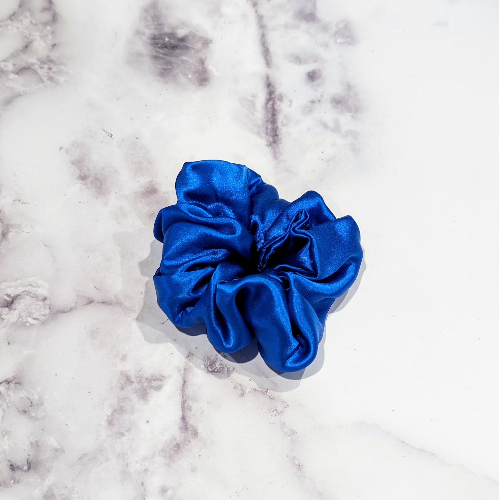 Bright Blue Silk Charmeuse Scrunchy - Small