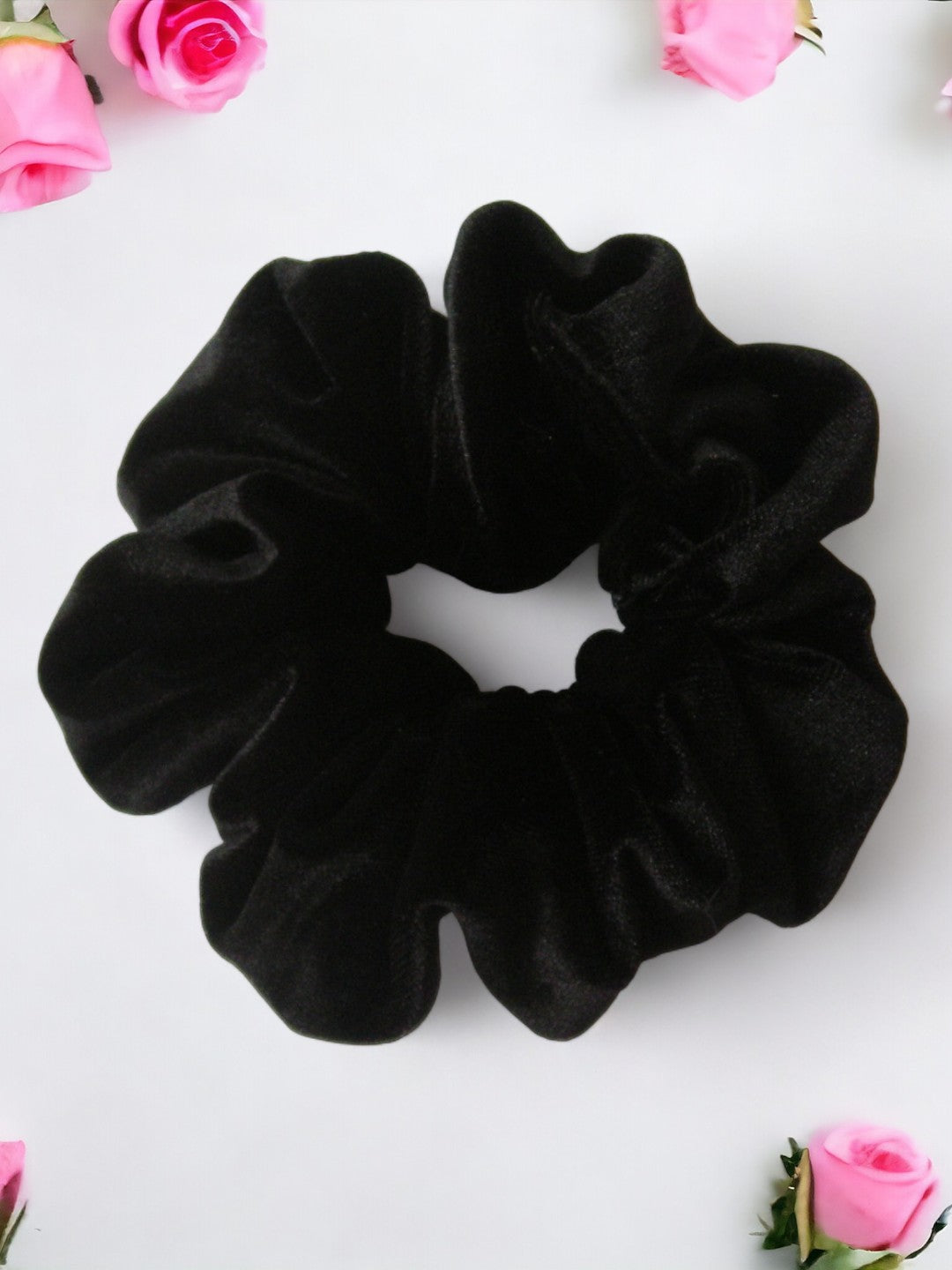 Black Velvet Scrunchy with Classic Elastic - Regular