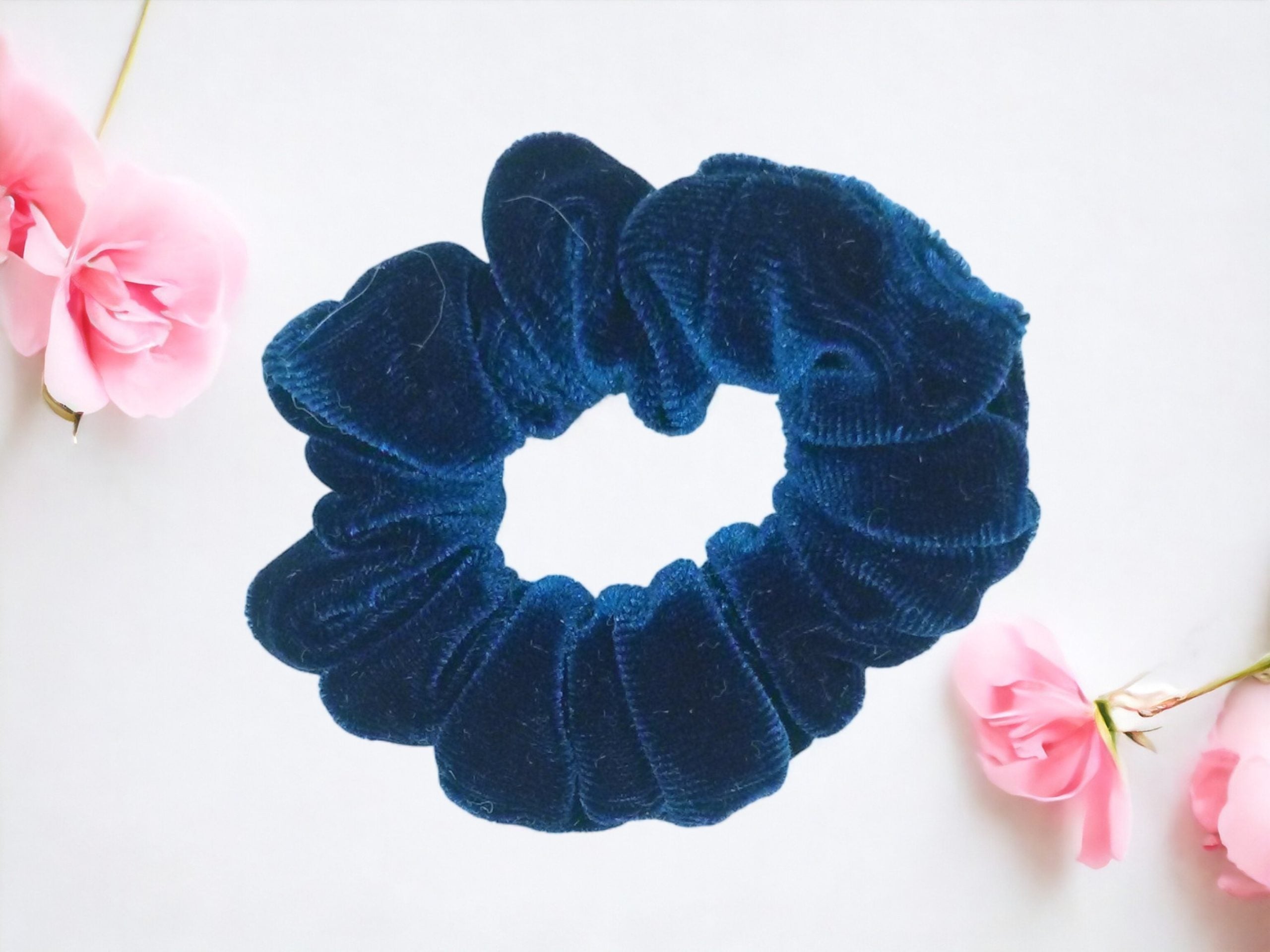 Navy Blue Velvet Scrunchies - Twiggy Scrunchies
