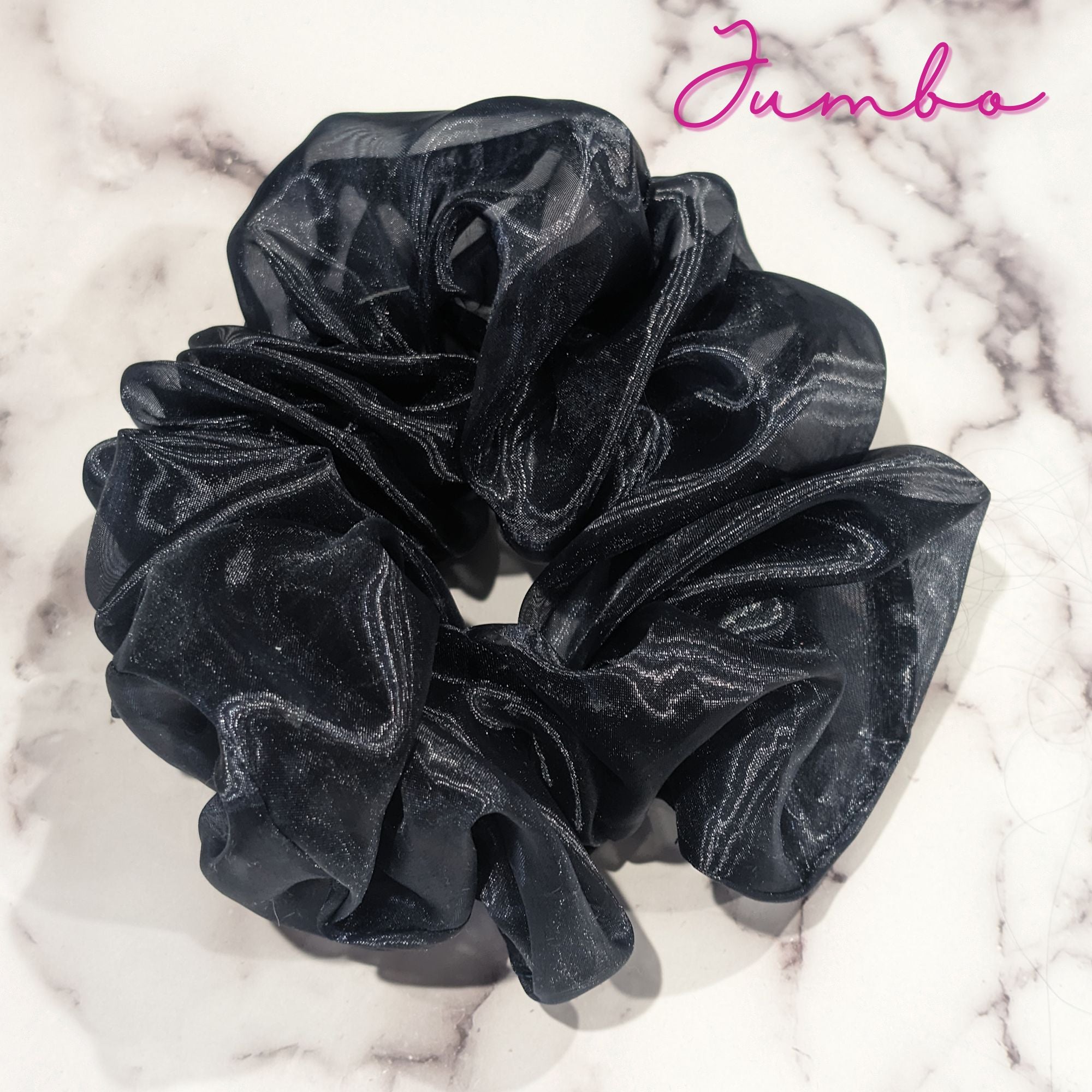 Navy Blue Organza Hair Scrunchy - Jumbo