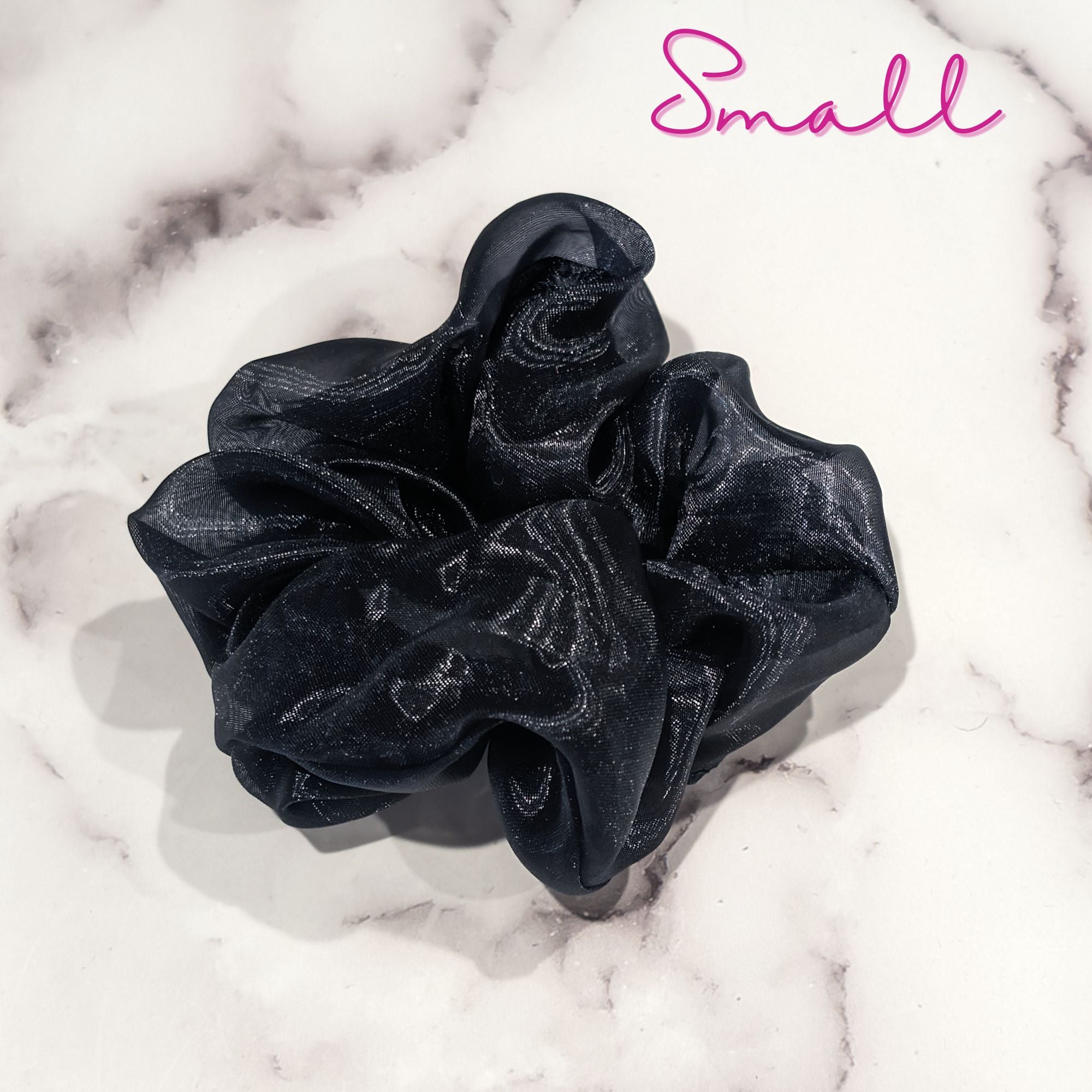 Navy Blue Organza Hair Scrunchy - Small