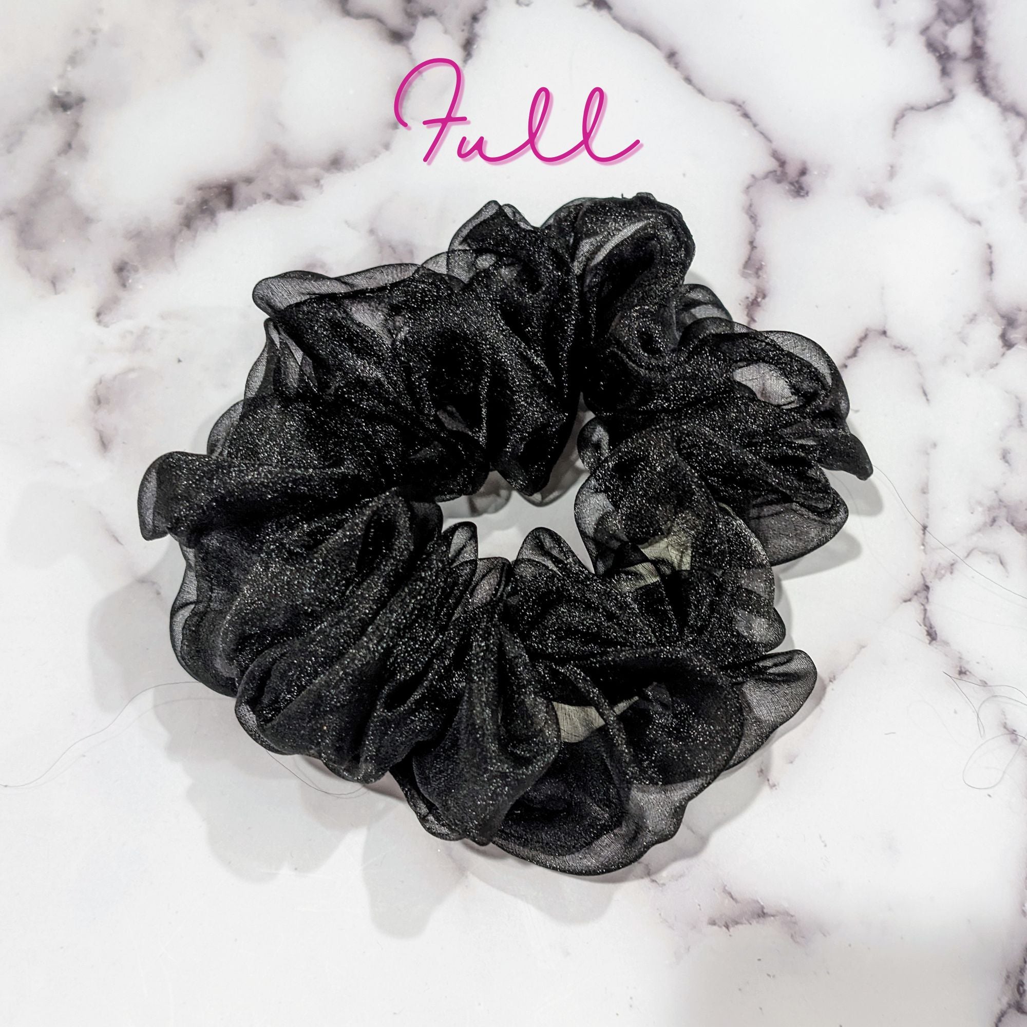 Black Organza Hair Scrunchy - Full