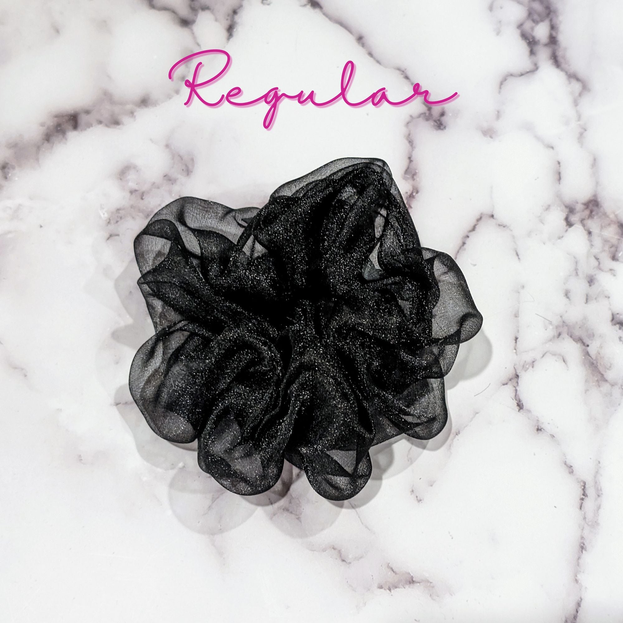 Black Organza Hair Scrunchy - Regular
