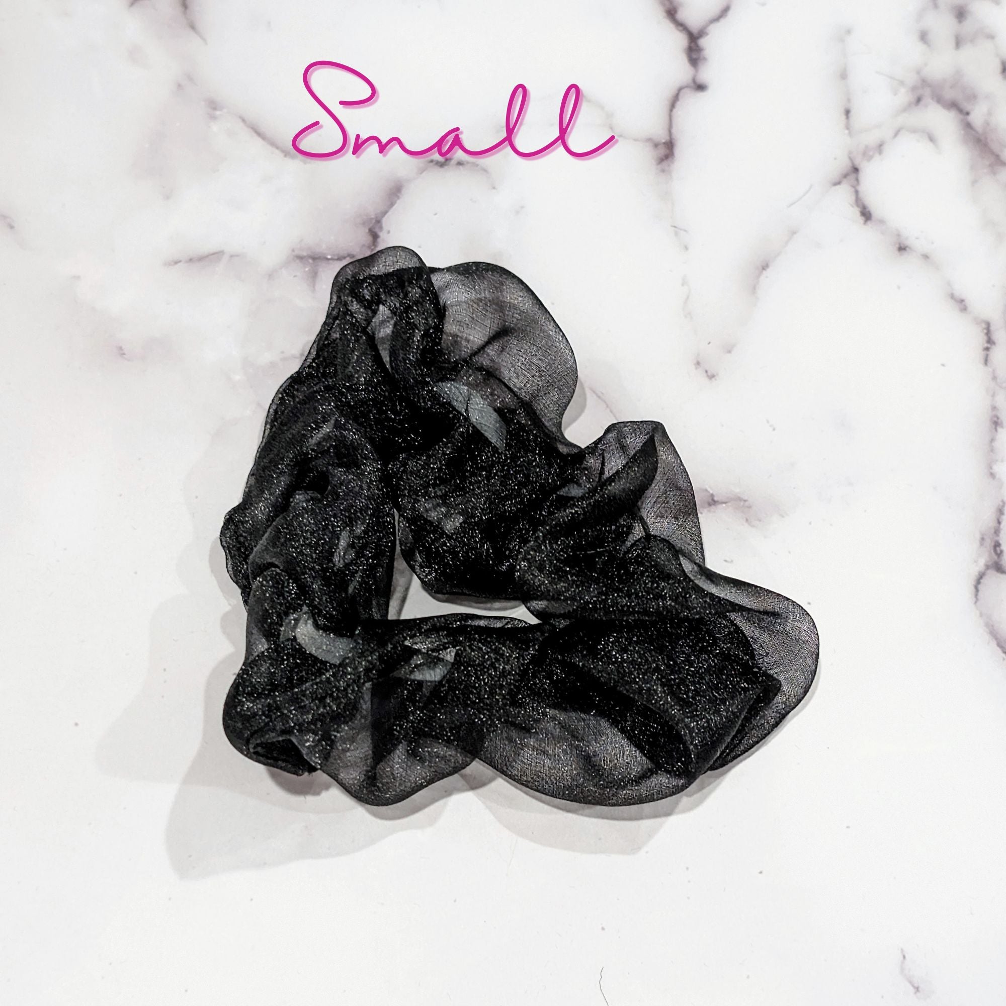Black Organza Hair Scrunchy - Small