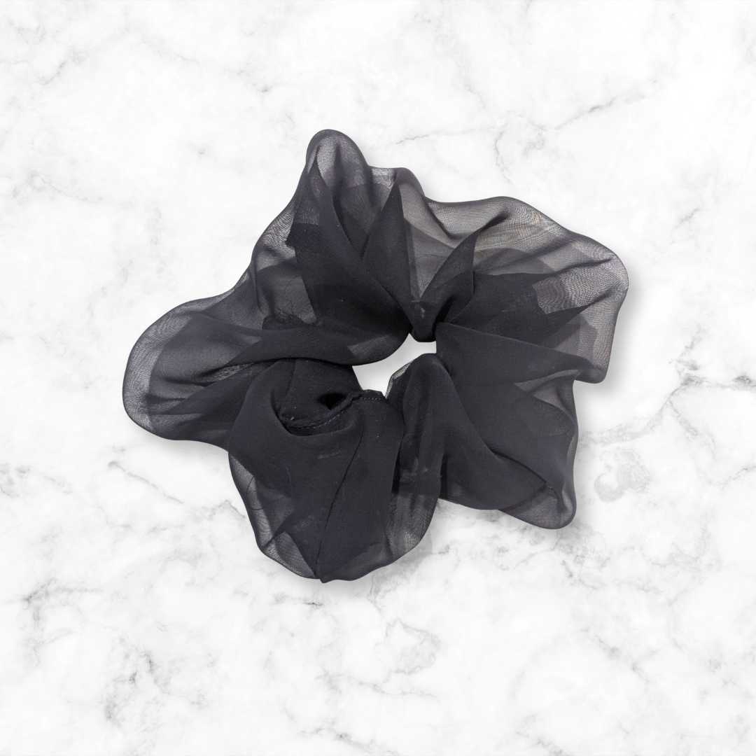 Navy Blue Chiffon Hair Scrunchie