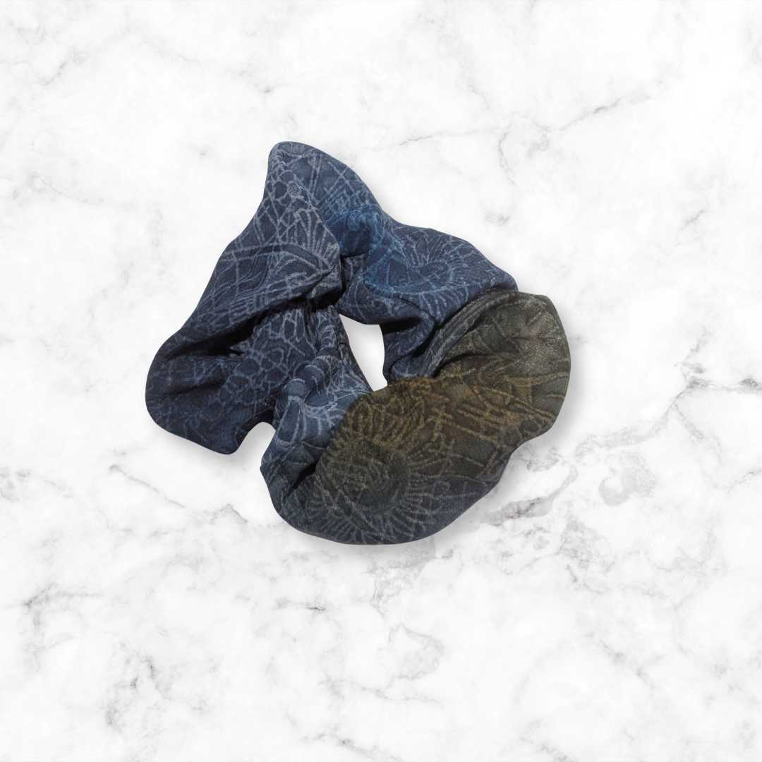 Blue Floral Georgette Hair Scrunchies