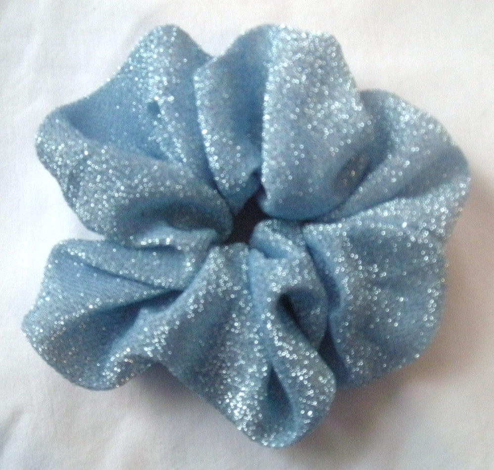 Sky Blue Sparkly Hair Scrunchie - Large