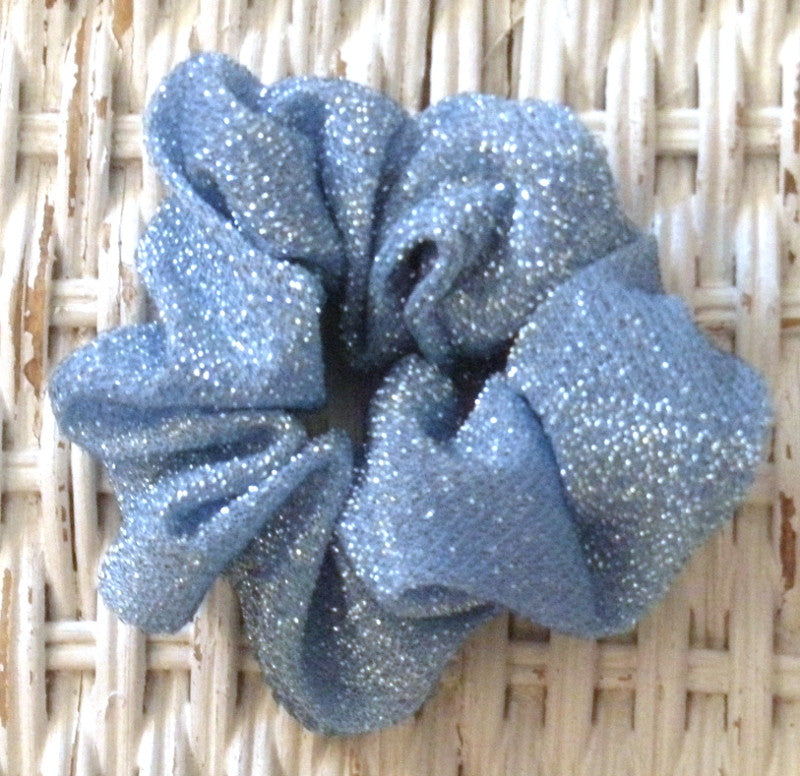 Sky Blue Sparkly Hair Scrunchie - Small