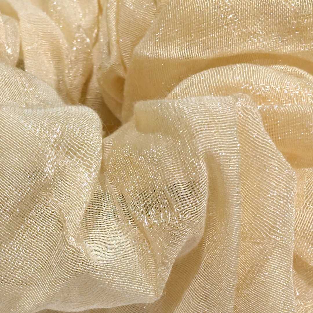 Cream Jacquard Organza Hair Scrunchy