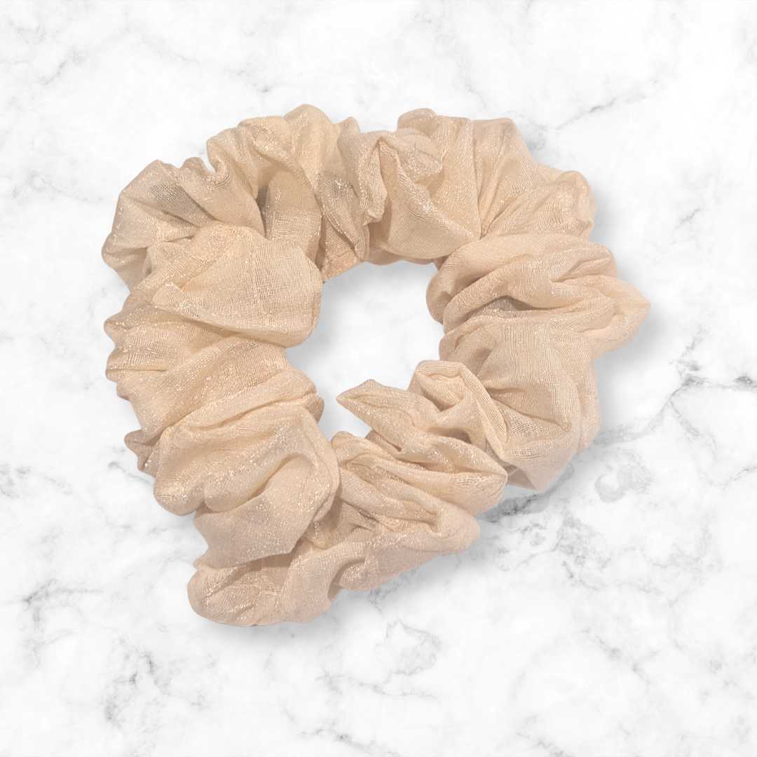 Cream Jacquard Organza Hair Scrunchy