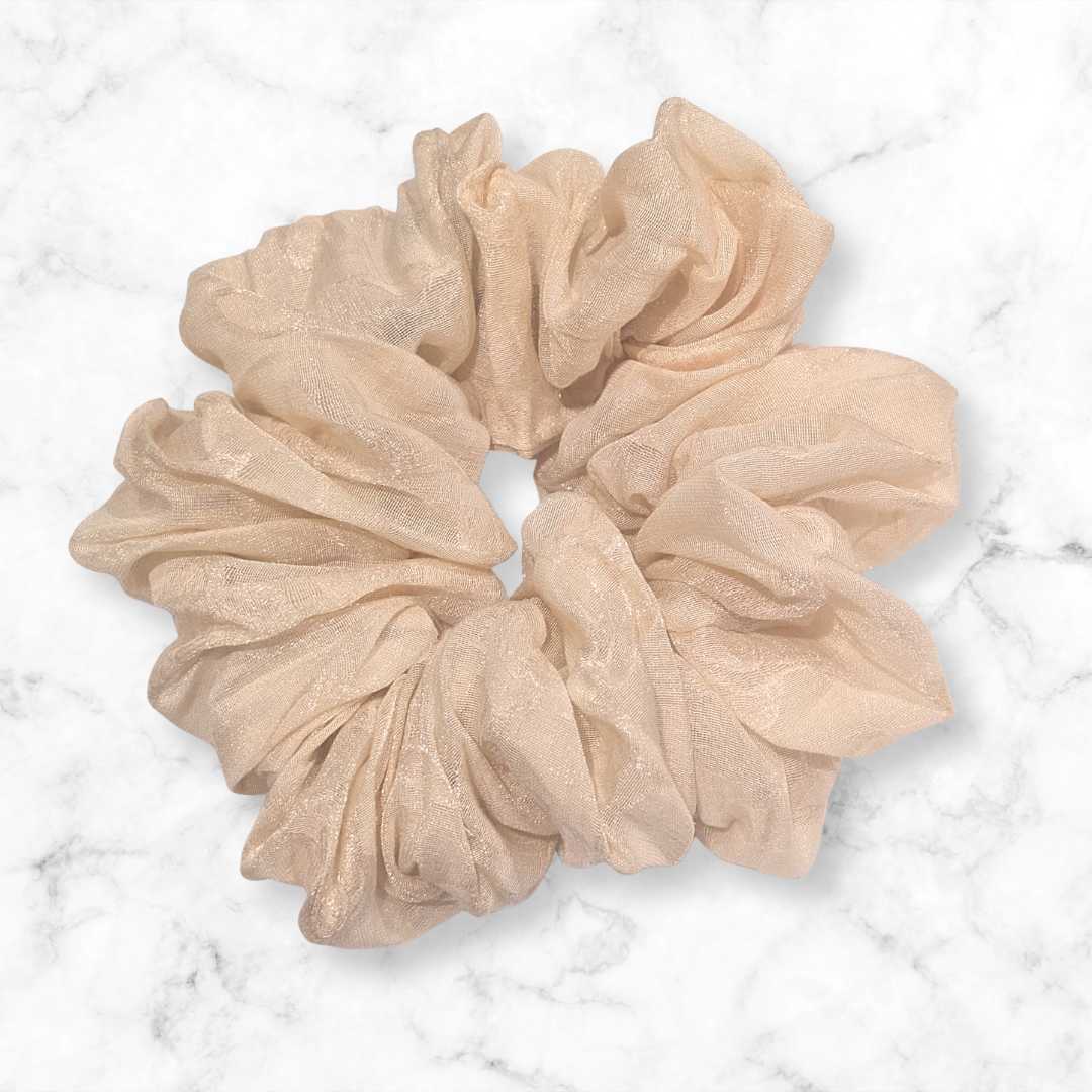 Cream Jacquard Organza Hair Scrunchy