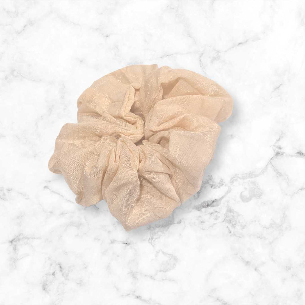 Cream Jacquard Organza Hair Scrunchy