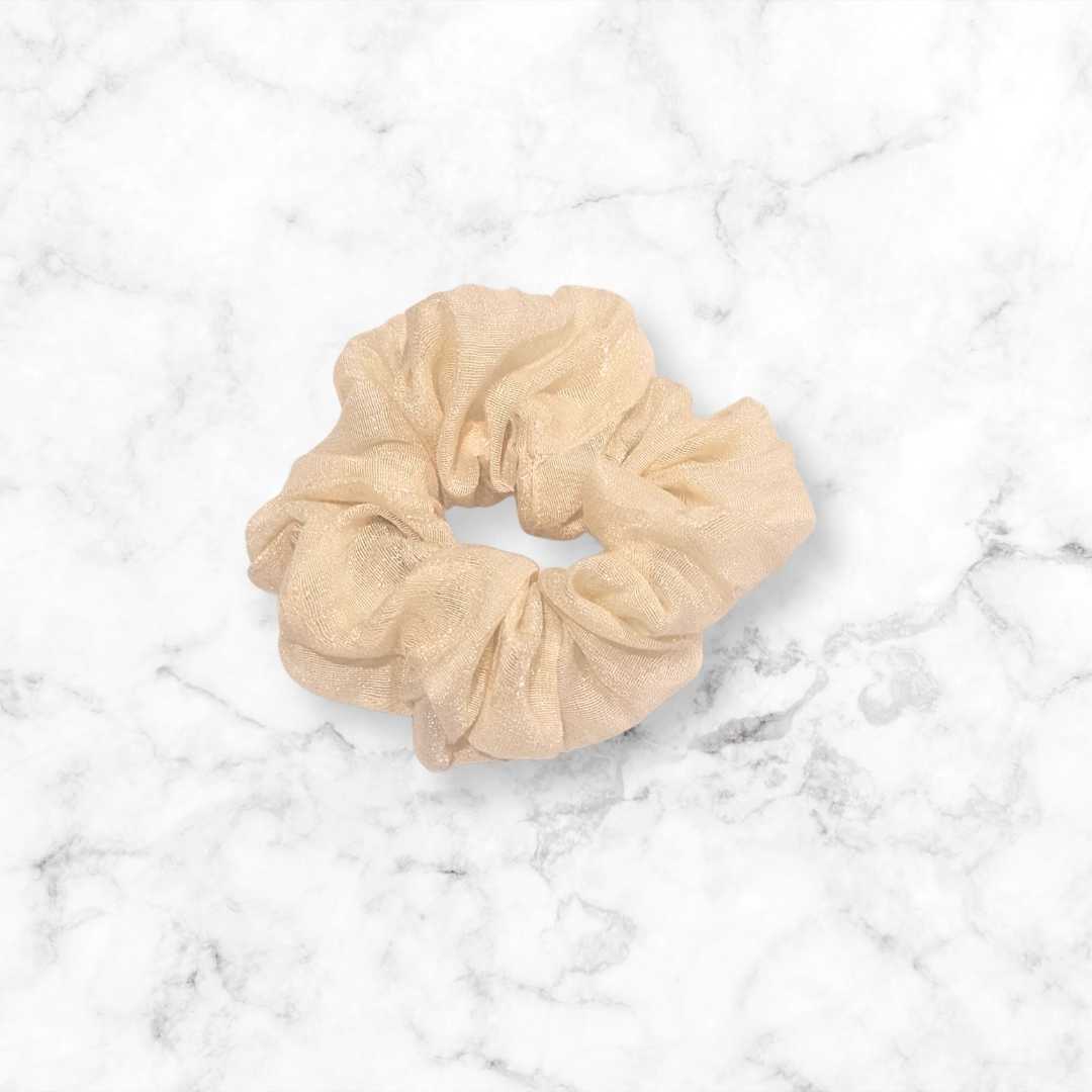 Cream Jacquard Organza Hair Scrunchy