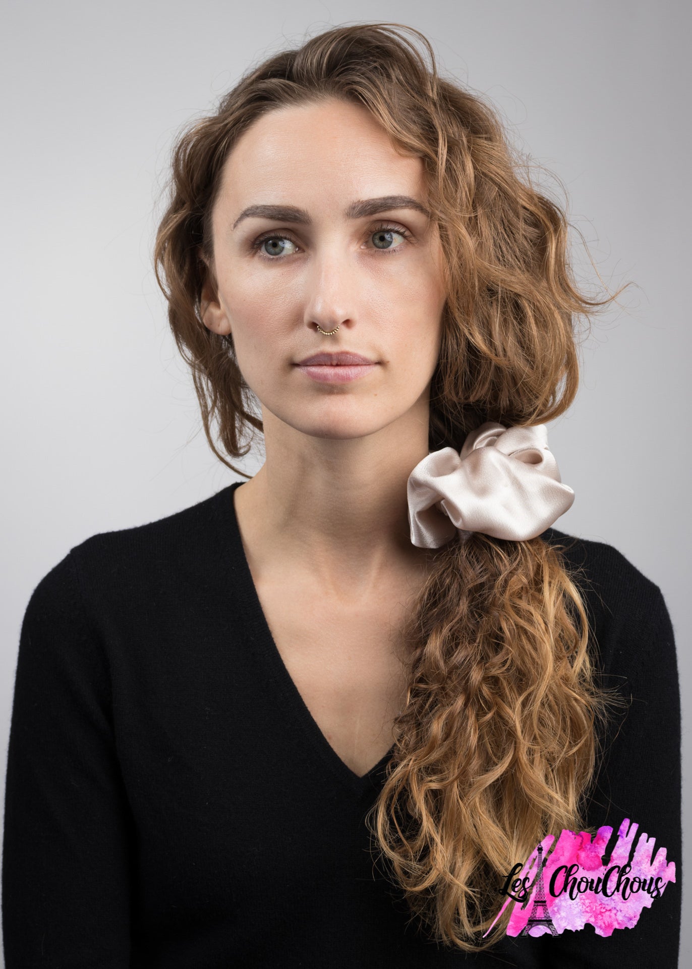 Champagne Satin Hair Scrunchy - Large