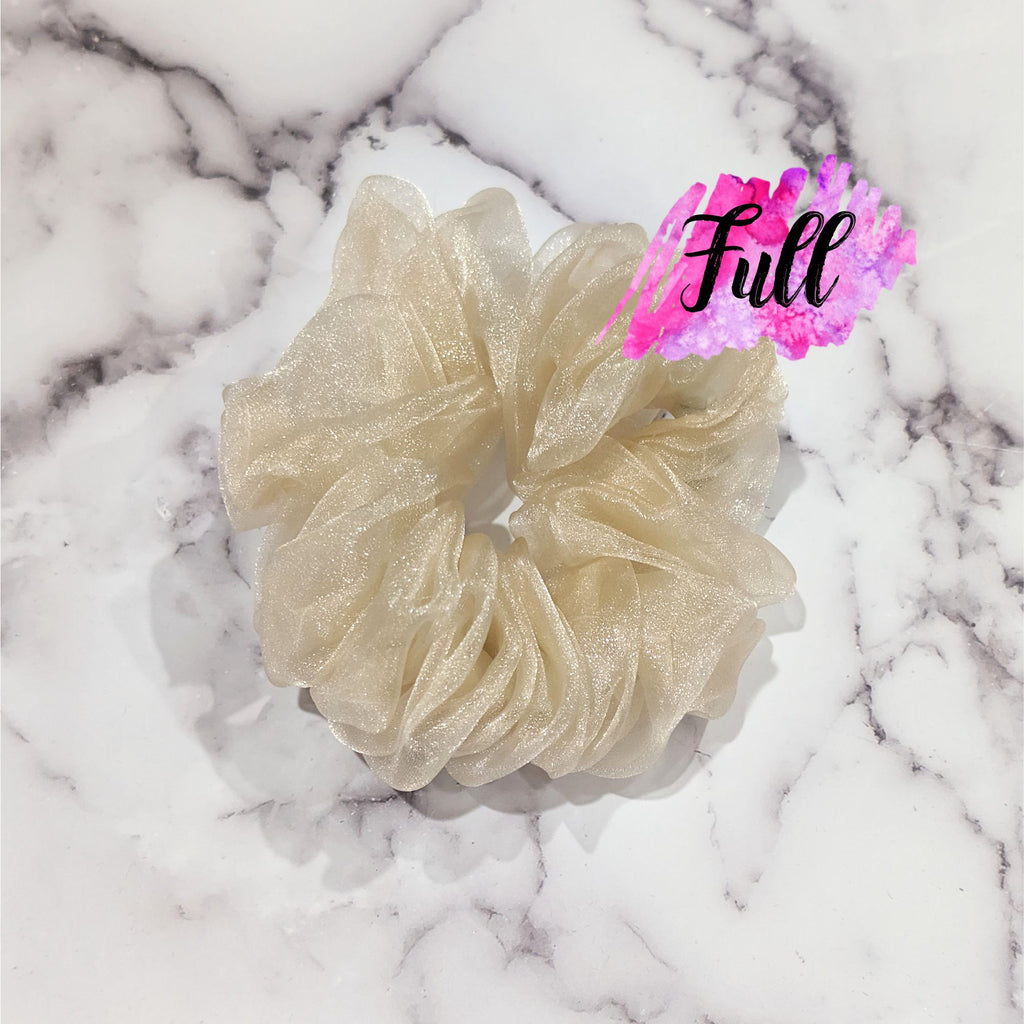 Champagne Crystal Organza Hair Scrunchy