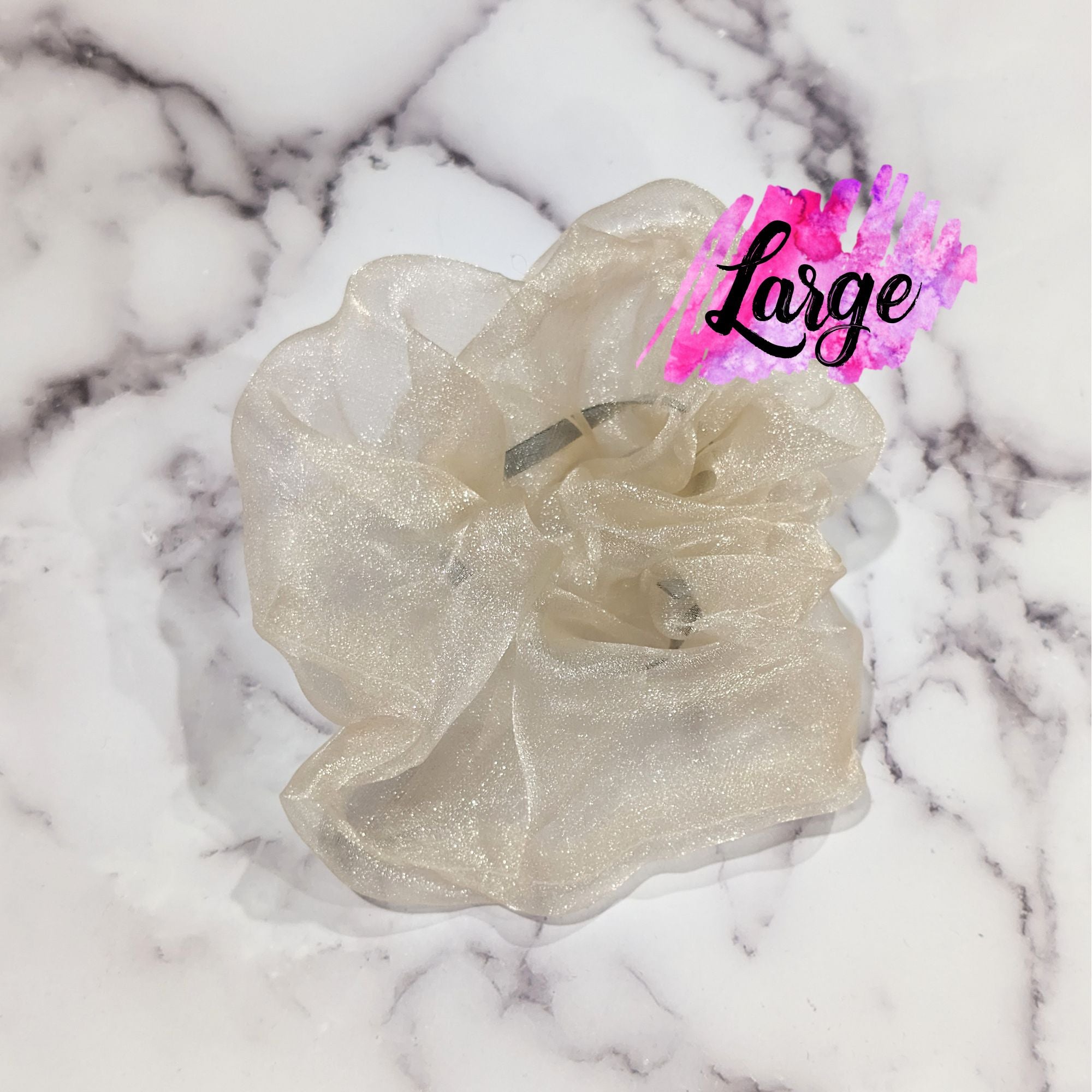 Champagne Crystal Organza Hair Scrunchy