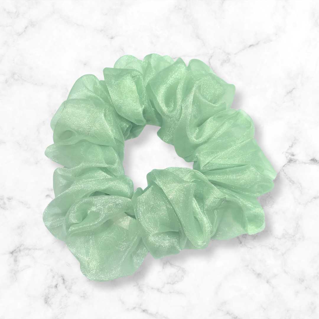 Pastel Green Organza Hair Scrunchy