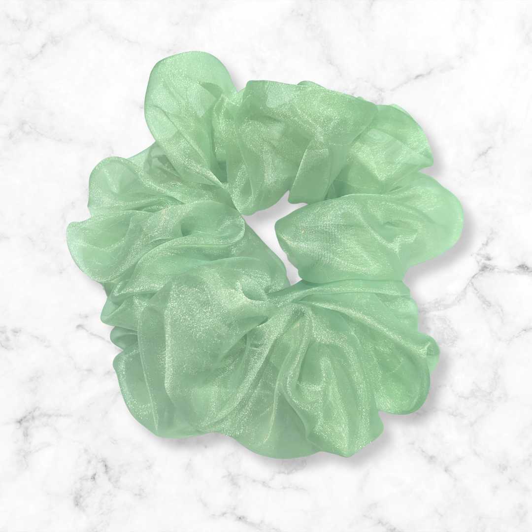 Pastel Green Organza Hair Scrunchy