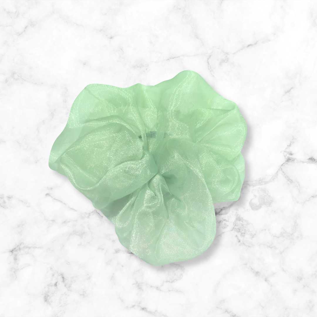 Pastel Green Organza Hair Scrunchy