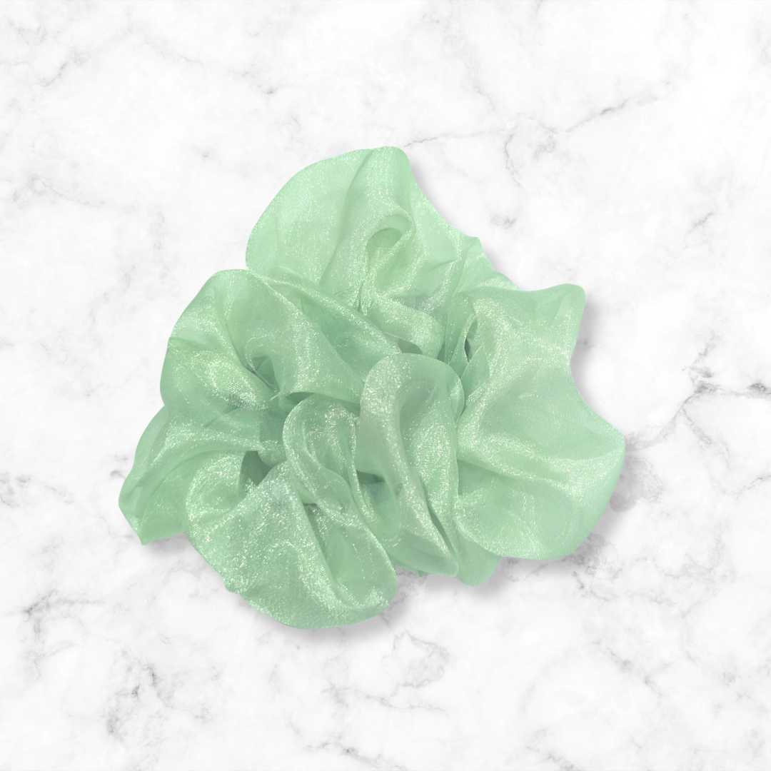 Pastel Green Organza Hair Scrunchy