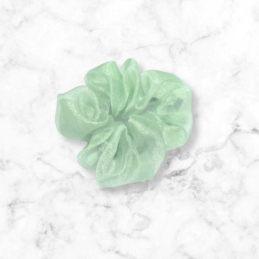 Pastel Green Organza Hair Scrunchy