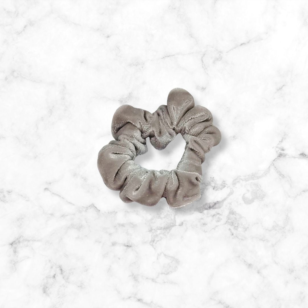 Silver Gray Velvet Scrunchie