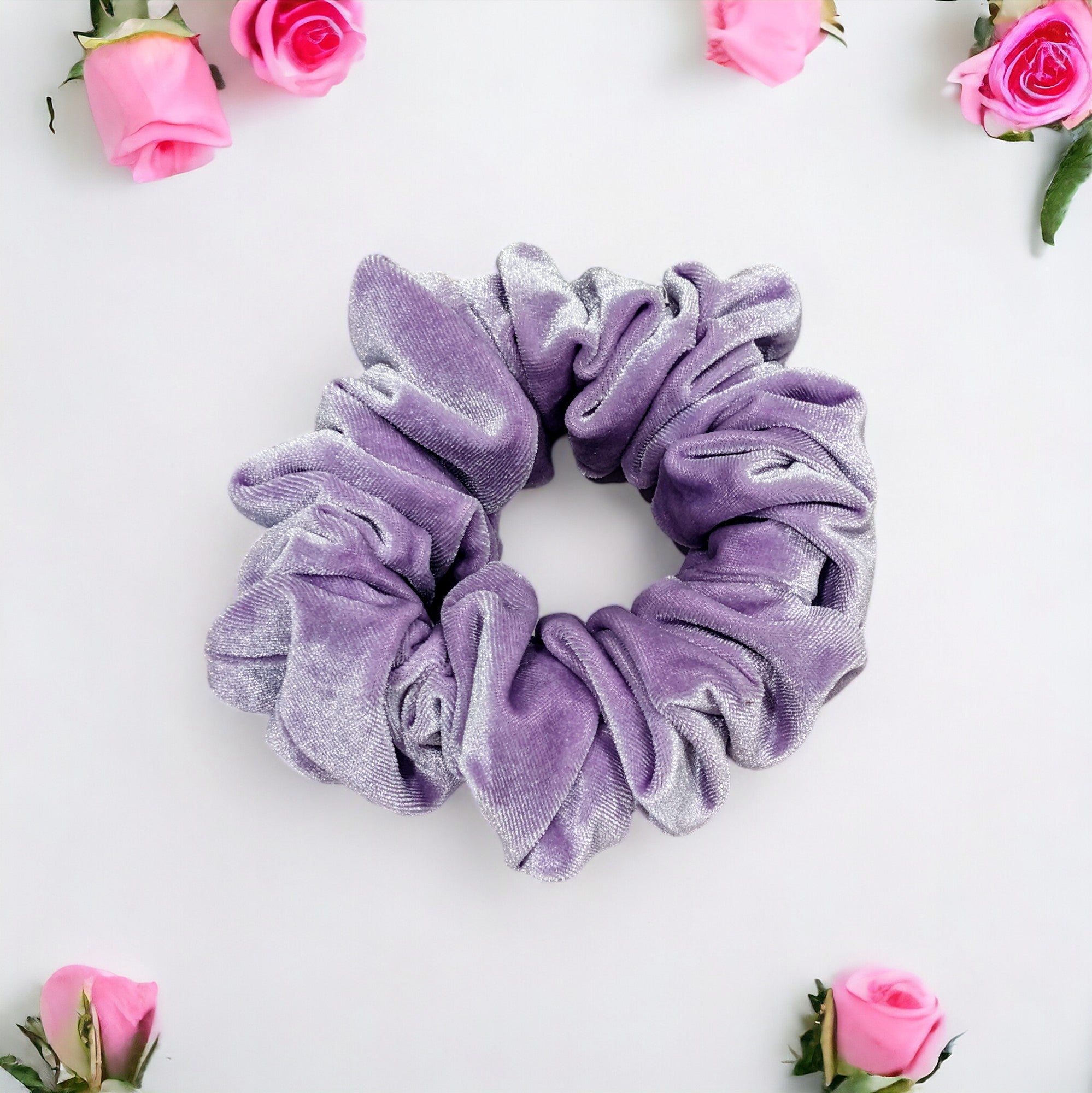 Lilac Velvet Hair Scrunchy - Full
