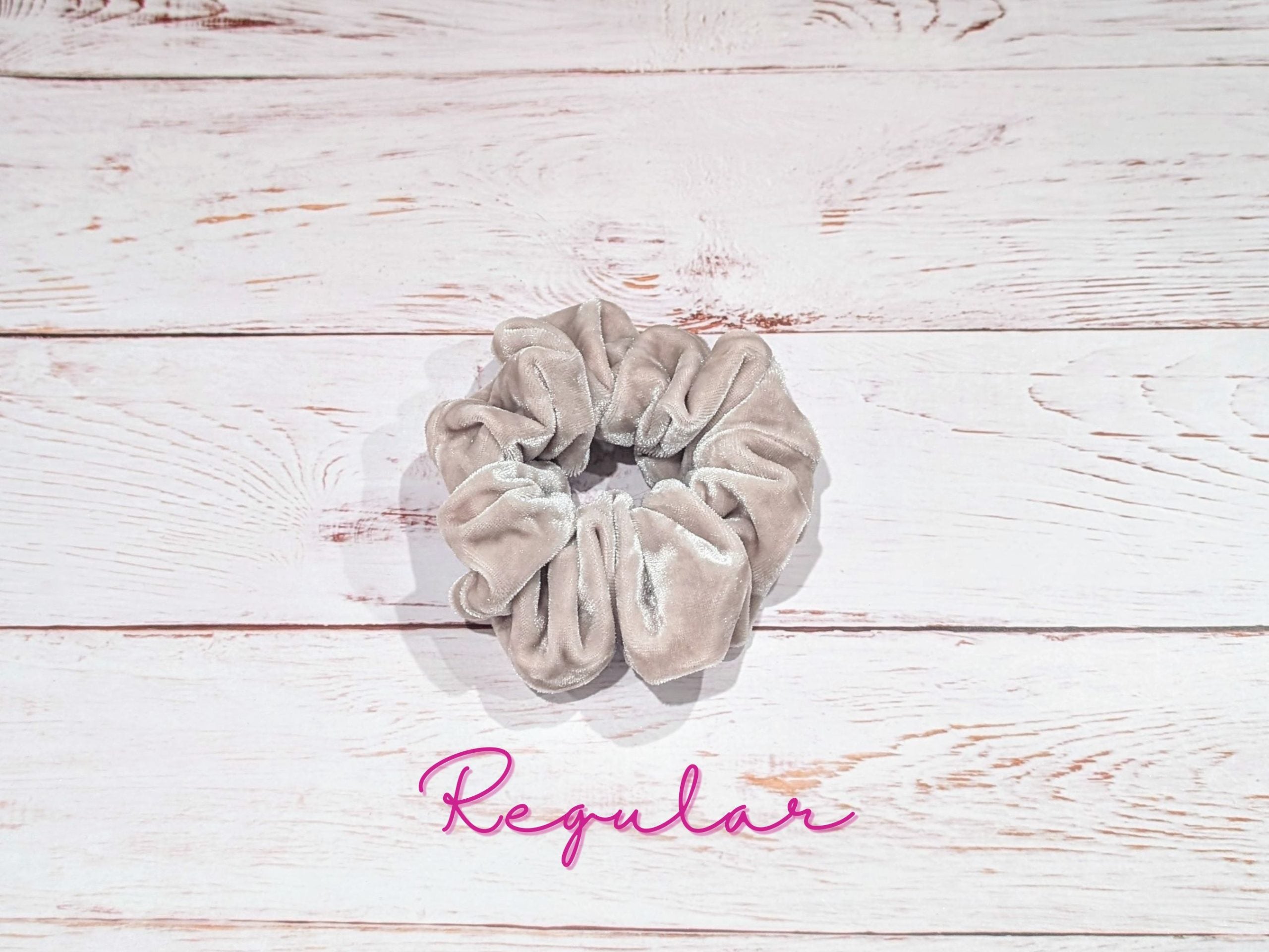 Beige Crushed Velvet Hair Scrunchie - Regular