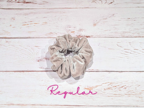 Beige Crushed Velvet Hair Scrunchie - Regular