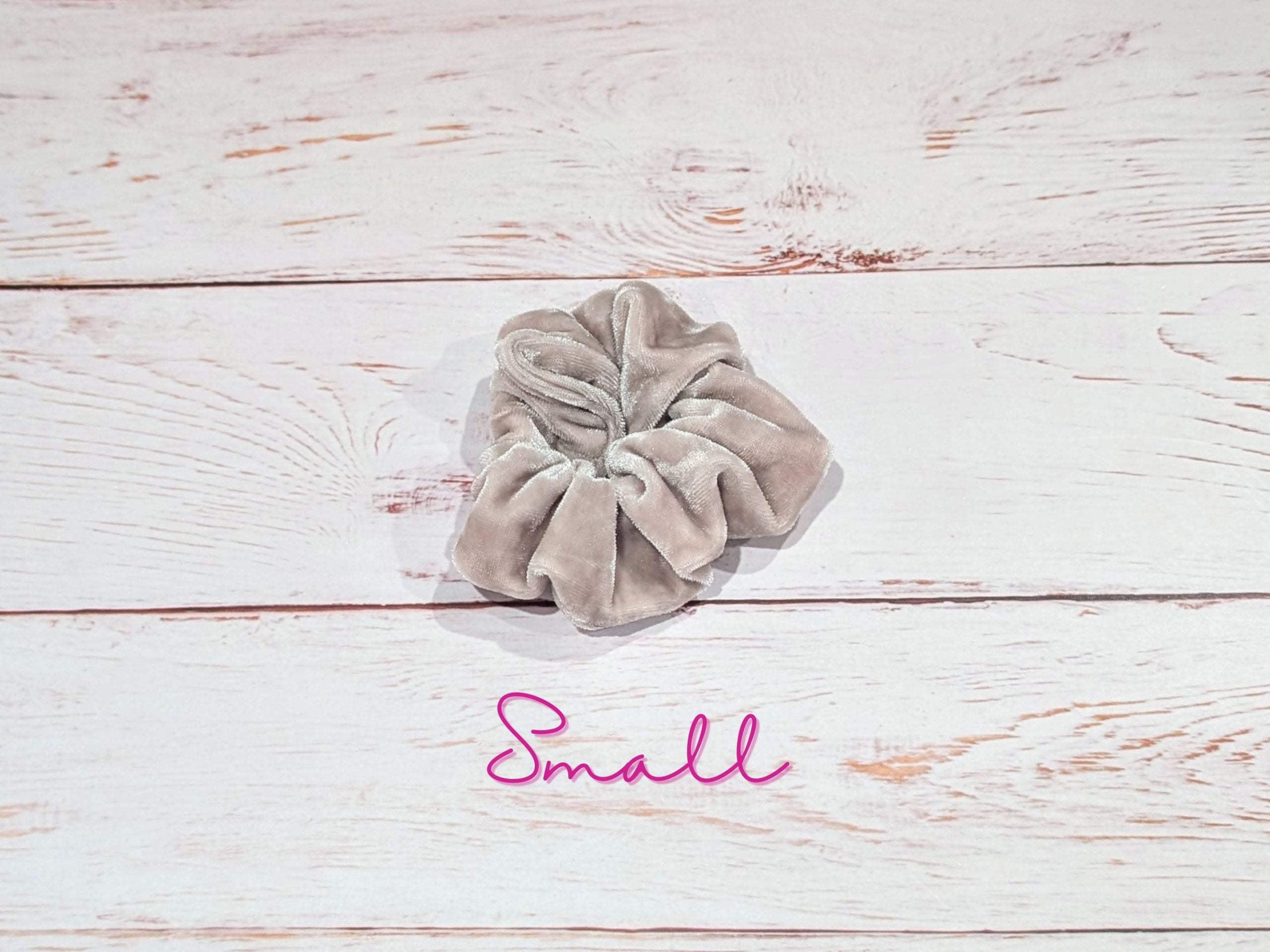 Beige Crushed Velvet Hair Scrunchie - Small