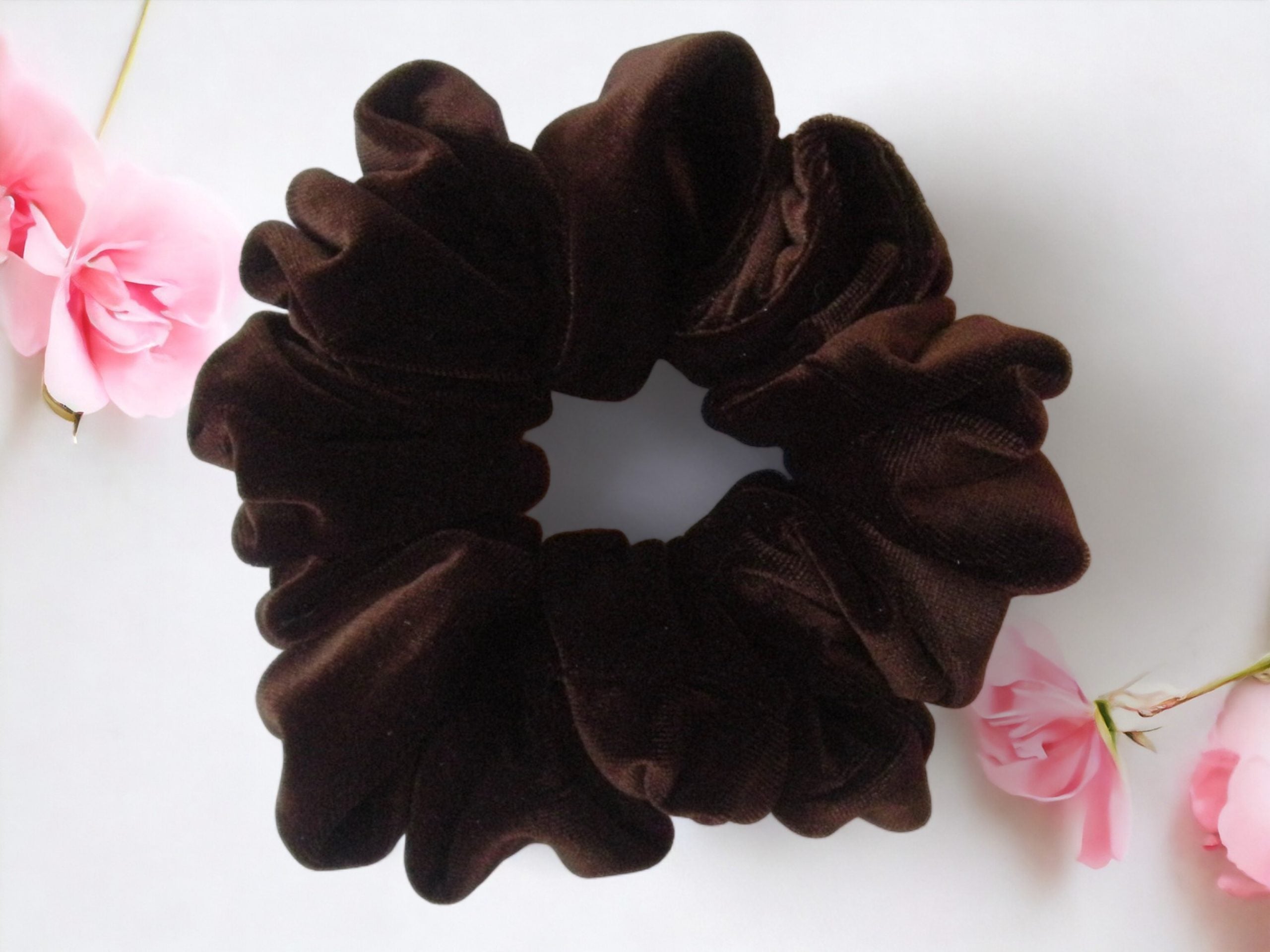 Velvet Elegance: Chocolate Brown Hair Scrunchy Collection - Your Signature Style, Your Perfect Fit! - Full