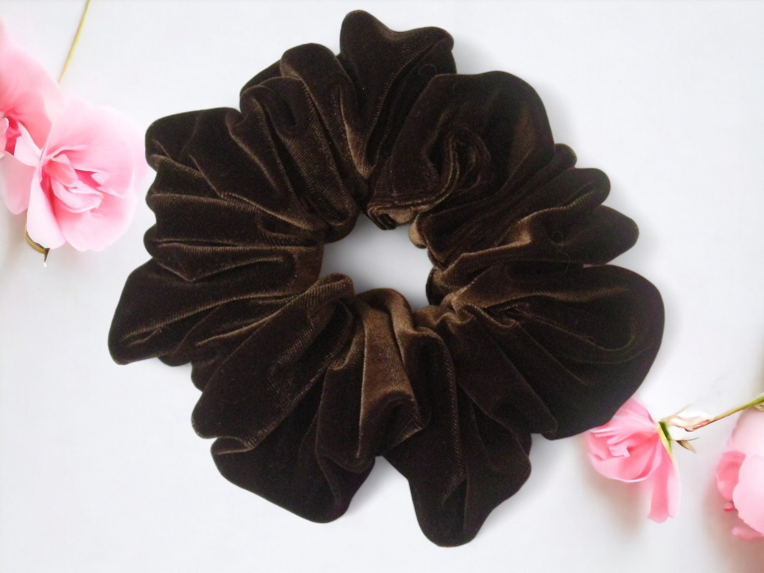 Velvet Elegance: Chocolate Brown Hair Scrunchy Collection - Your Signature Style, Your Perfect Fit! - Jumbo
