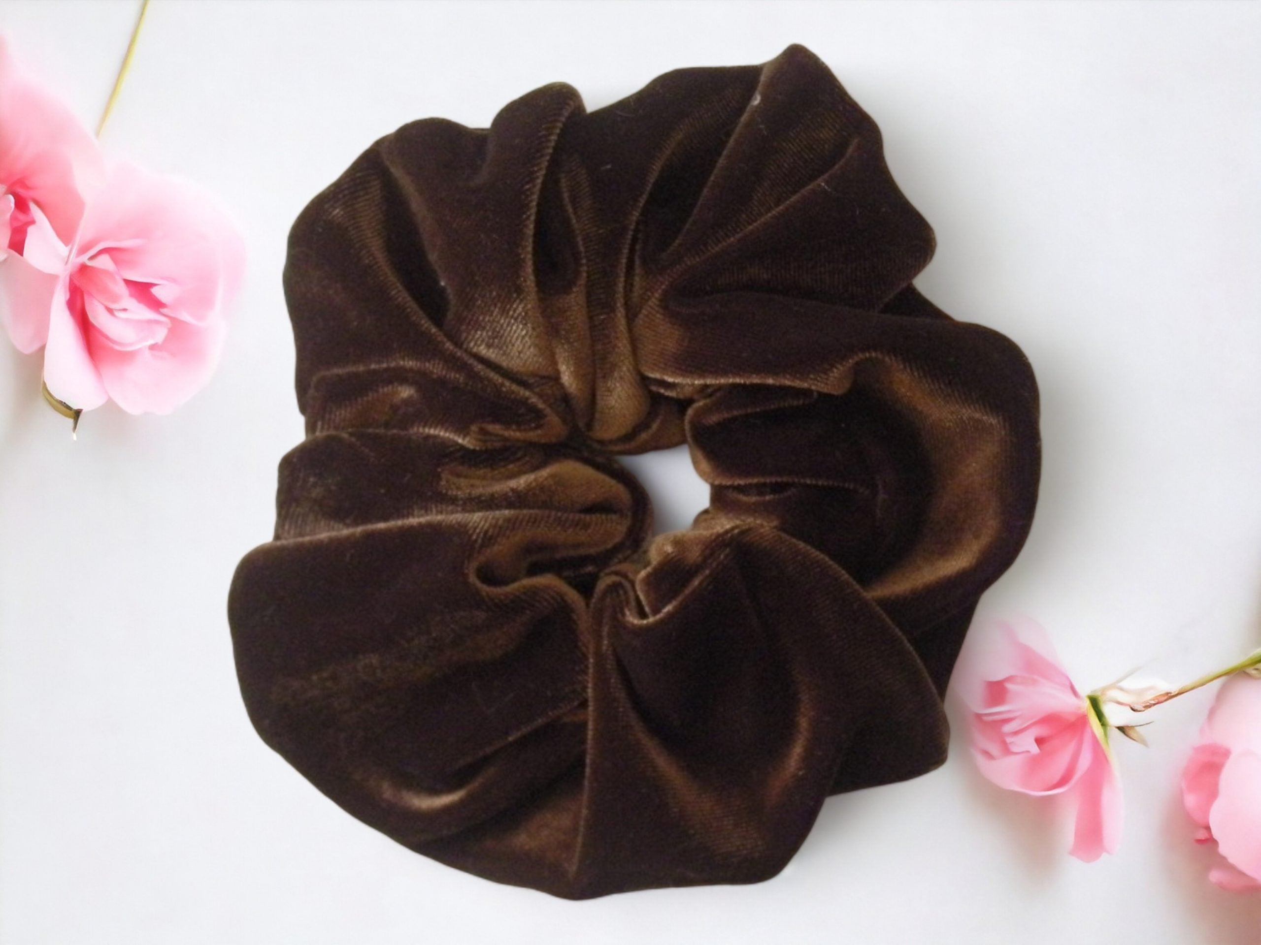 Velvet Elegance: Chocolate Brown Hair Scrunchy Collection - Your Signature Style, Your Perfect Fit! - Large