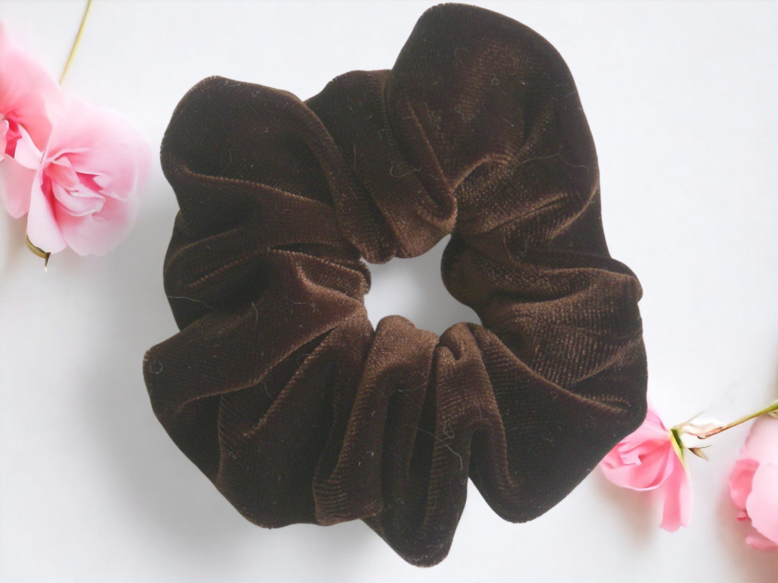 Velvet Elegance: Chocolate Brown Hair Scrunchy Collection - Your Signature Style, Your Perfect Fit! - Small