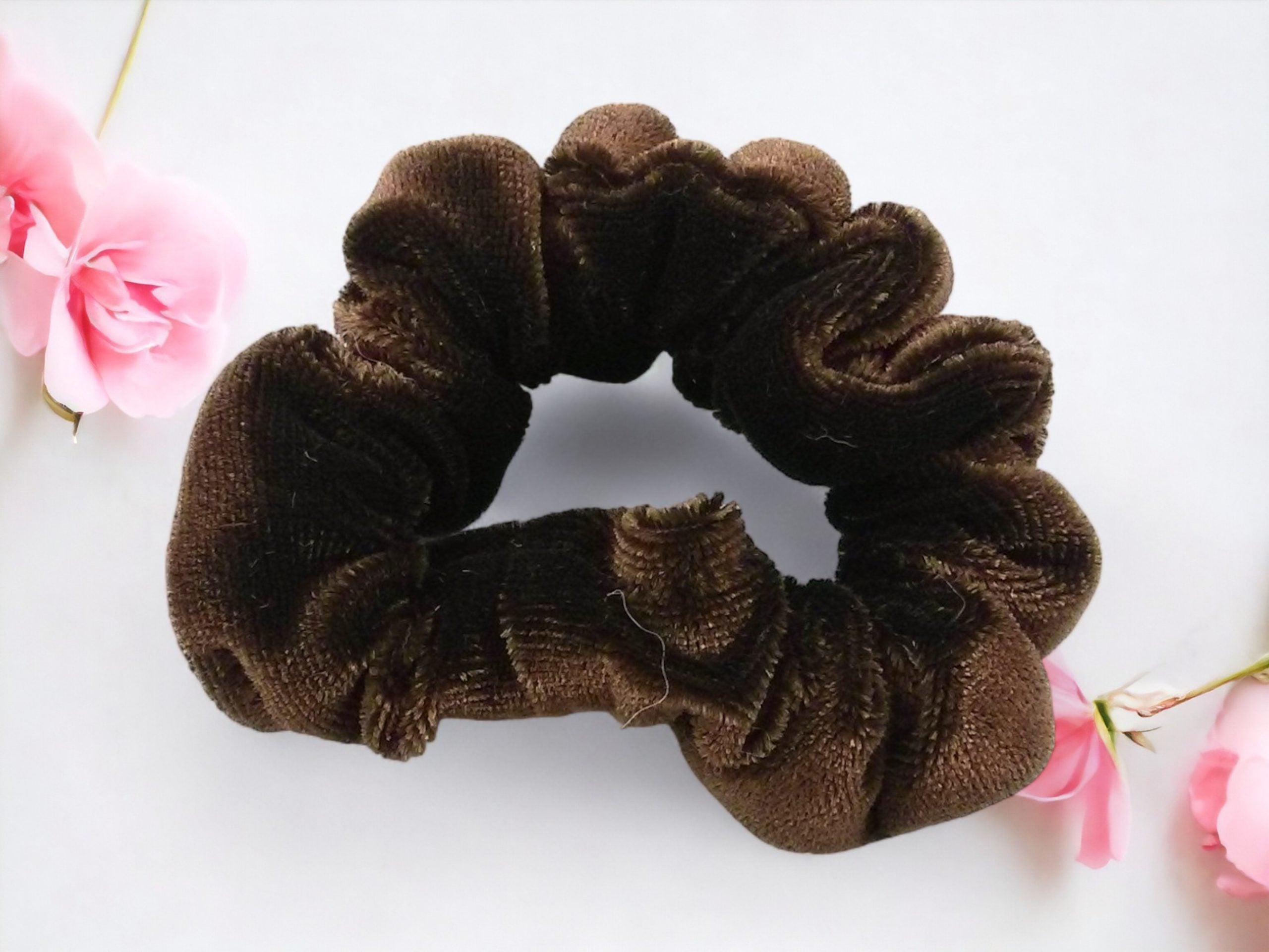 Velvet Elegance: Chocolate Brown Hair Scrunchy Collection - Your Signature Style, Your Perfect Fit! - Twiggy Scrunchies