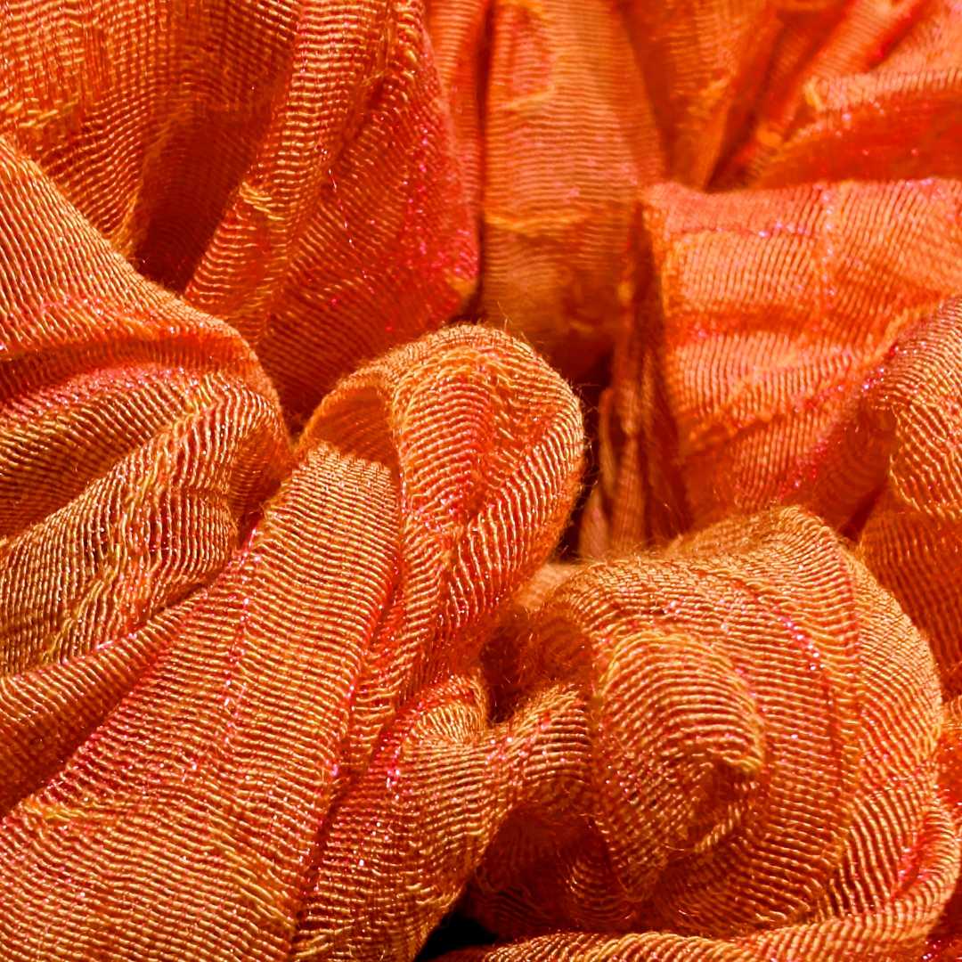 Orange Jacquard Organza Hair Scrunchy