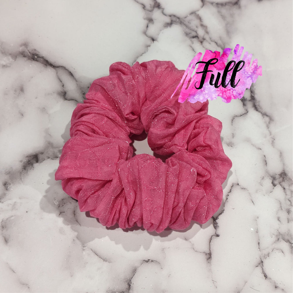 Candy Pink Jacquard Organza Hair Scrunchy