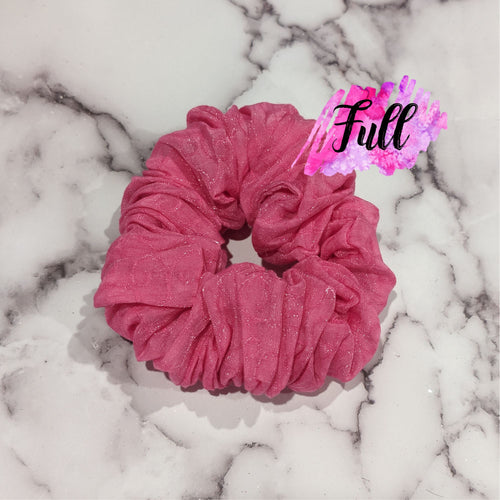 Candy Pink Jacquard Organza Hair Scrunchy