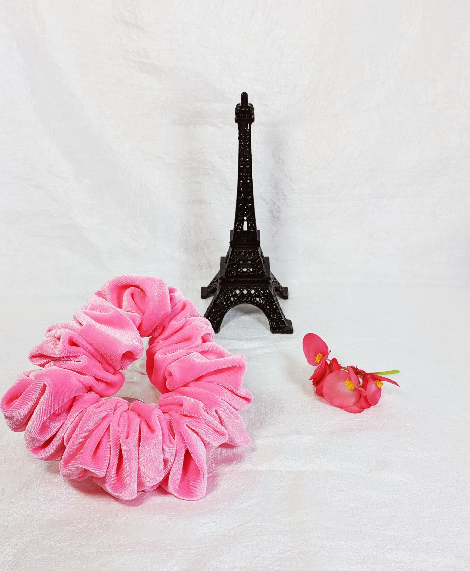 Neon Pink Velvet Scrunchy - Full