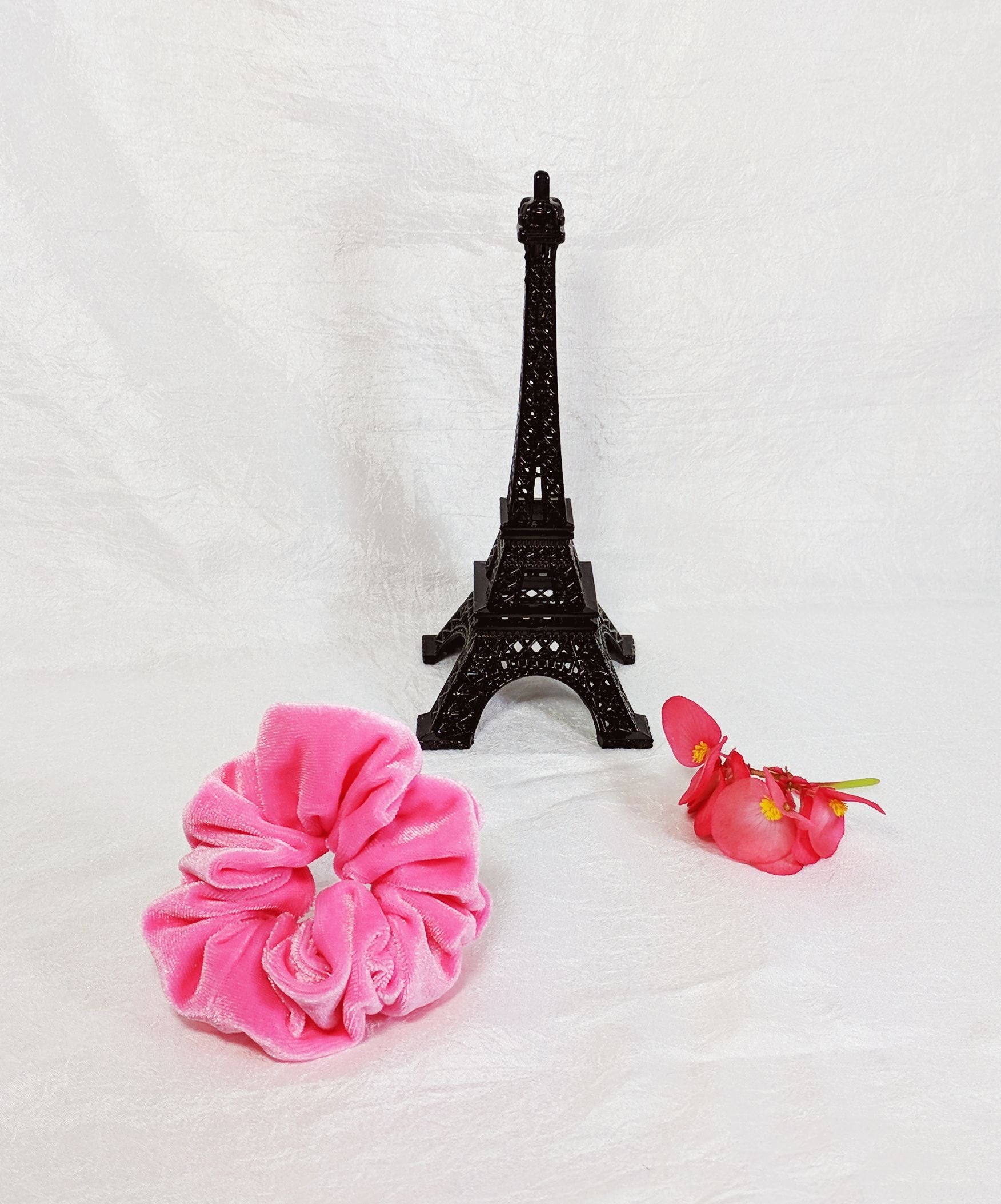 Neon Pink Velvet Scrunchy - Small