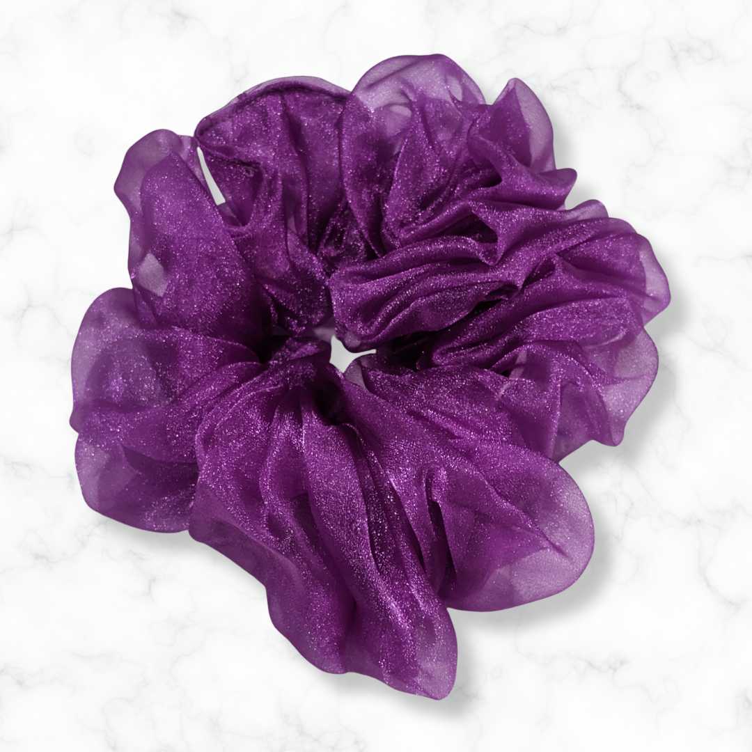 Purple Organza Hair Scrunchy