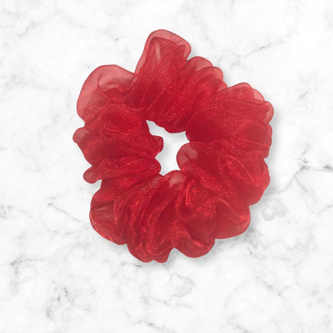 Red Crystal Organza Scrunchies