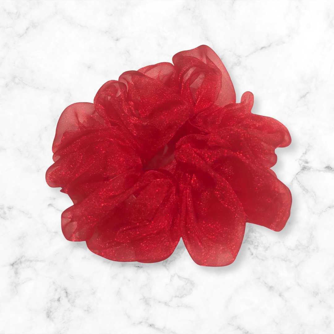 Red Crystal Organza Scrunchies