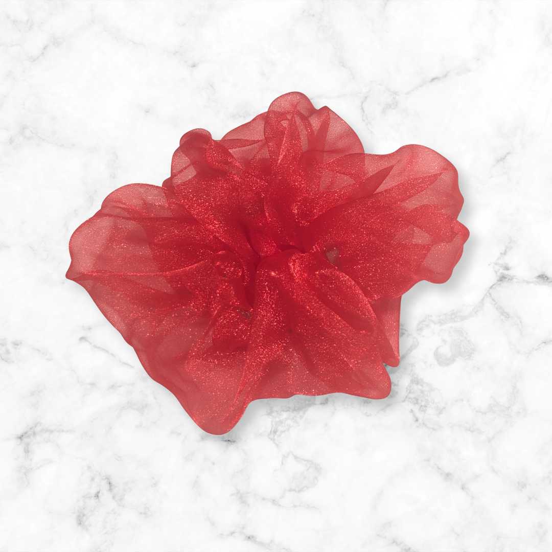 Red Crystal Organza Scrunchies