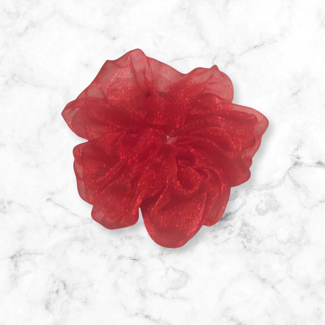 Red Crystal Organza Scrunchies