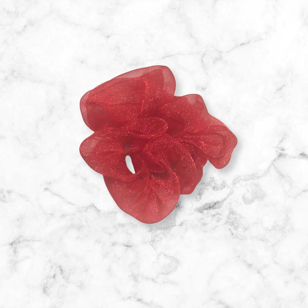 Red Crystal Organza Scrunchies